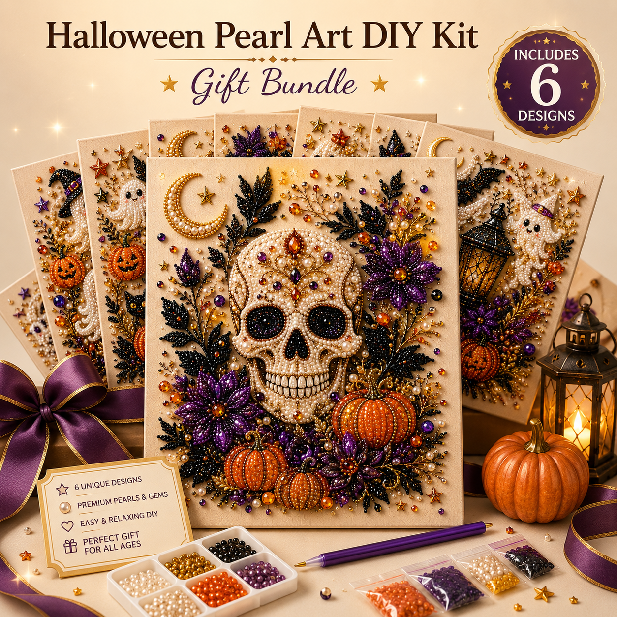 💥 Last Day 49% OFF – 👻✨ Halloween Pearl Art DIY Kits – Turn Tiny Pearls into Spooky-Cute Magic