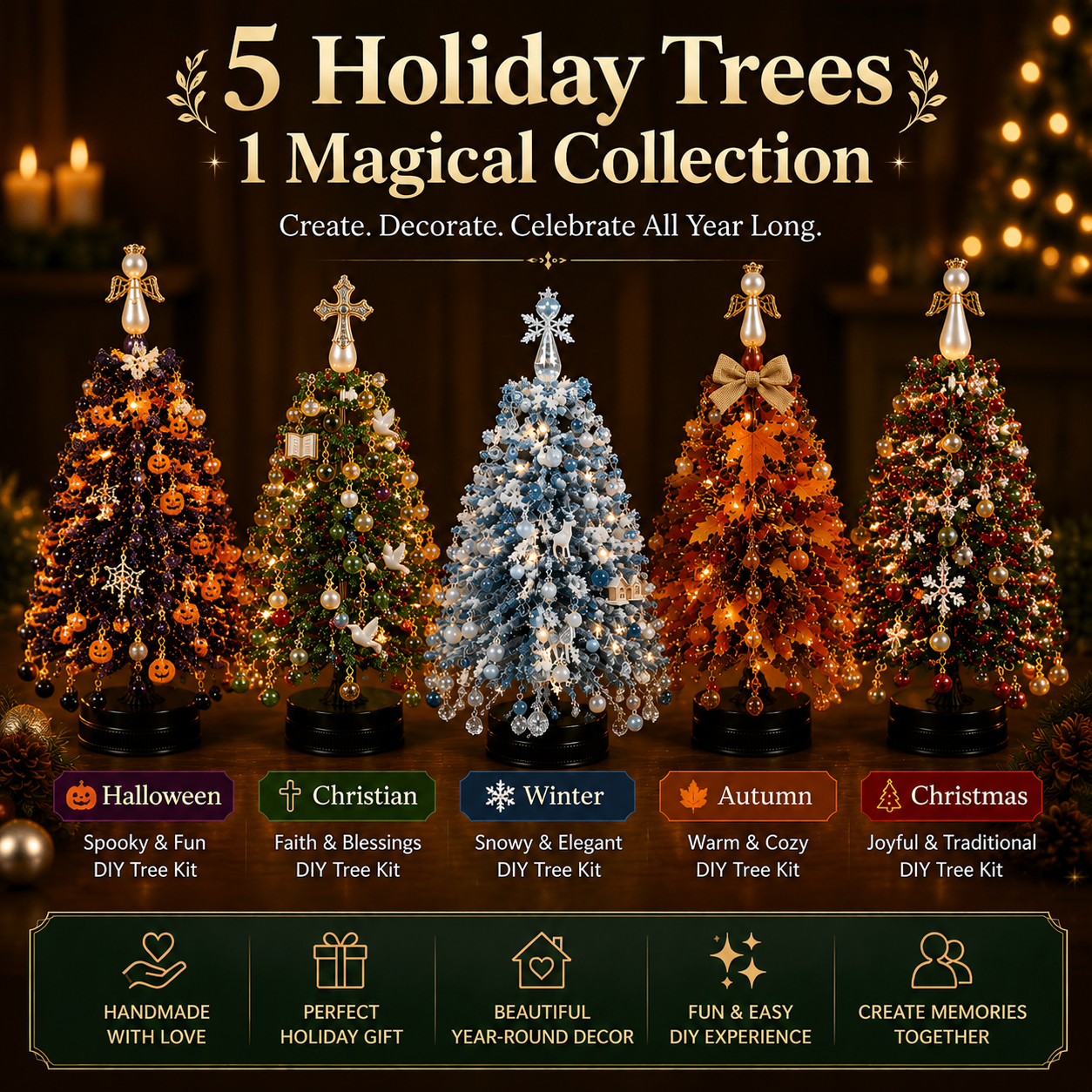 🎄✨ DIY Beaded Christmas Tree Kit – 🎅Create Your Own Sparkling Holiday Decoration