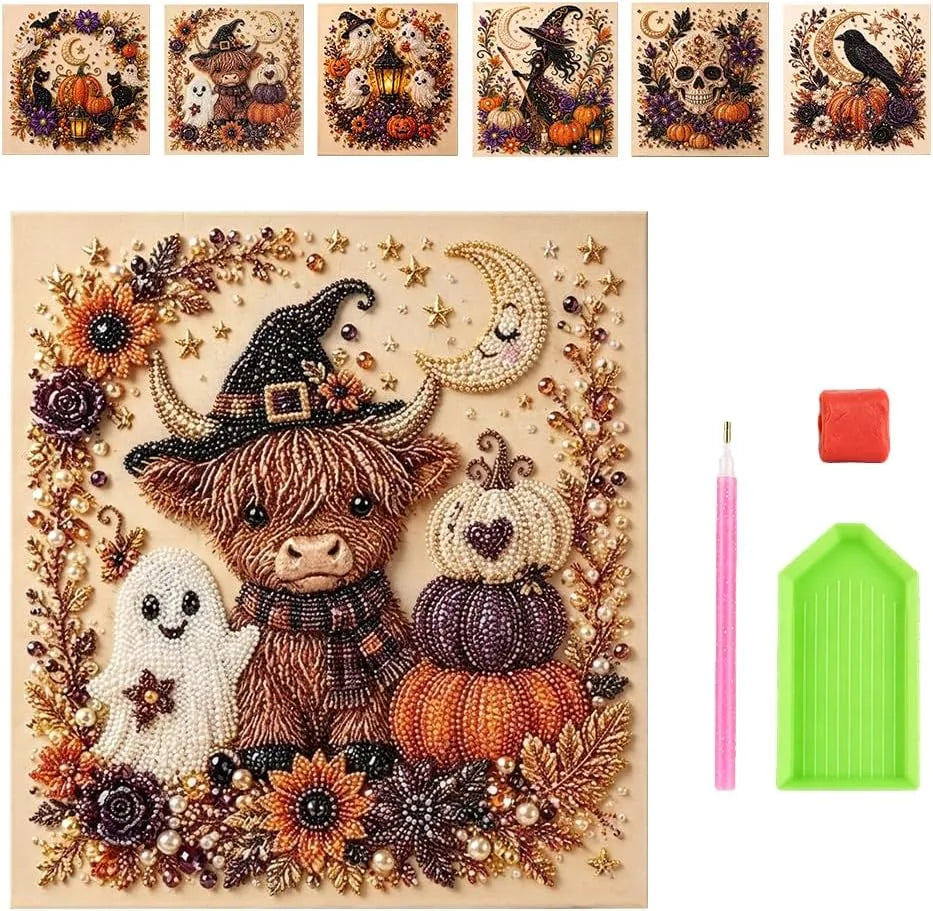 š» Halloween Pearl Diamond Art Kit ā Spooky-Cute DIY Wall Decor