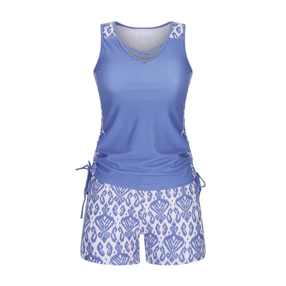 Women's Tummy Control Tankini Set with Built-In Bra – Flattering Boho Swimwear with Shorts💝