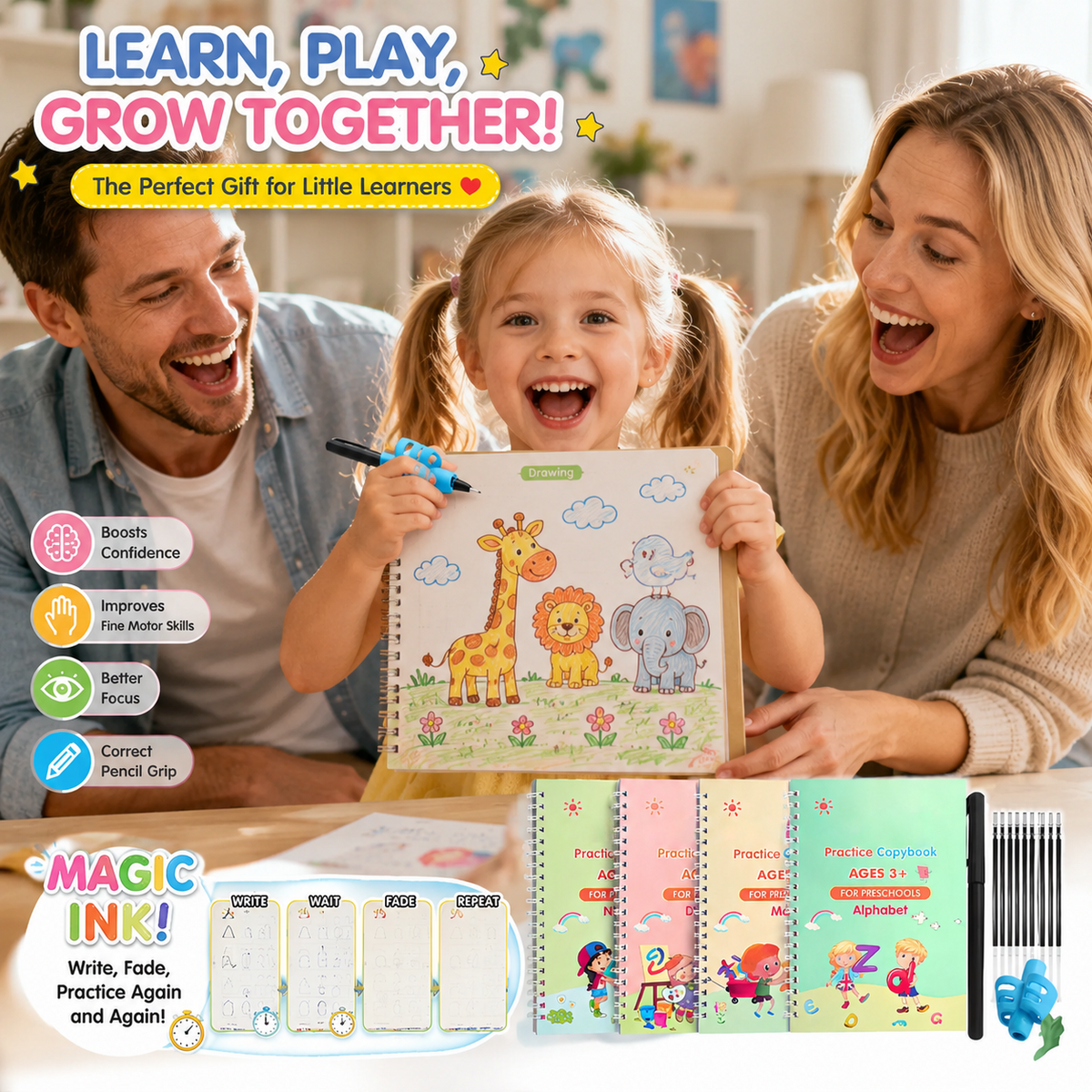 Kids Practice Copybook Set (4Pcs/Set)
