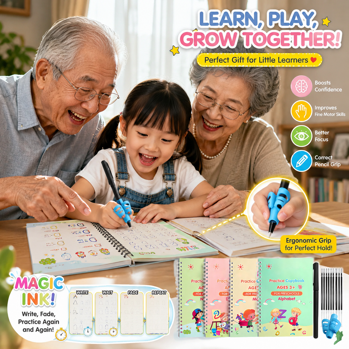 Kids Practice Copybook Set (4Pcs/Set)