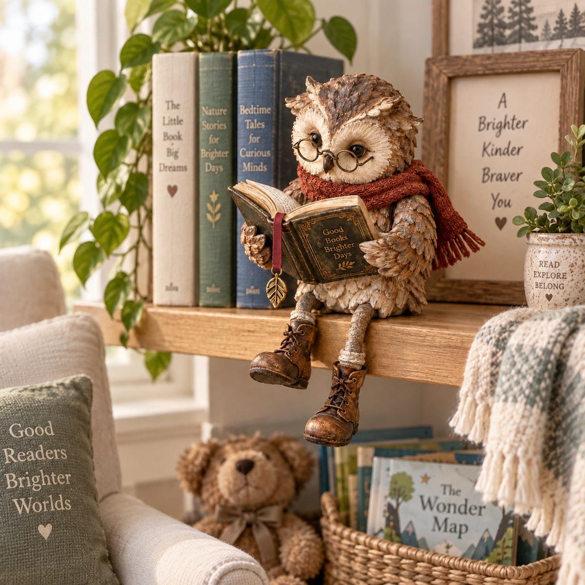Reading Owl Figurine