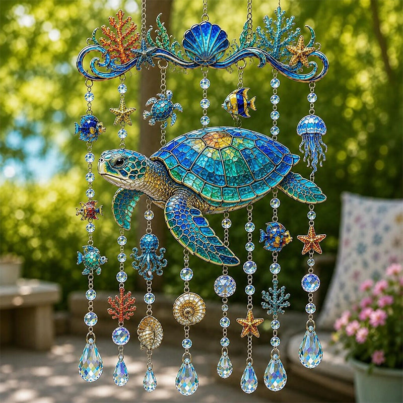 🌊 Sparkling Ocean Suncatcher – Dolphin, Whale & Sea Turtle Hanging Decor ✨