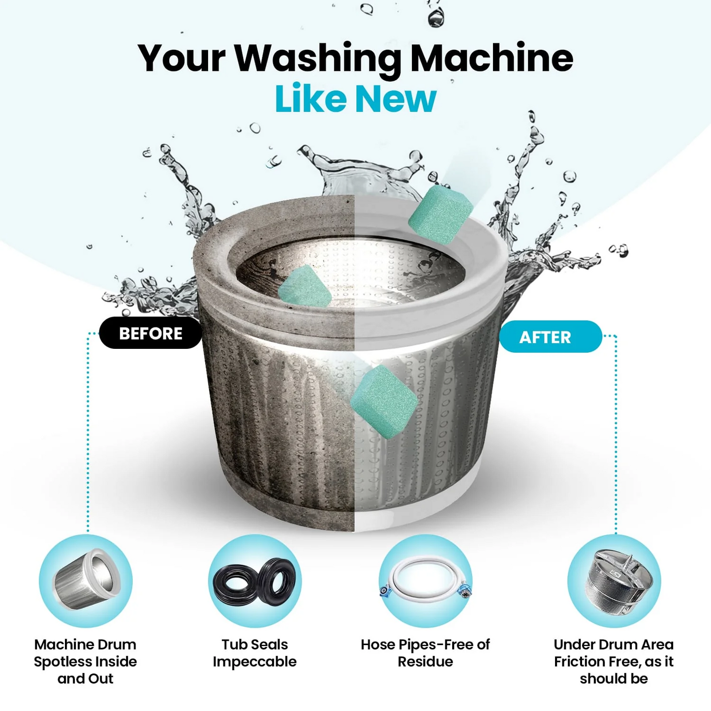 🔥Half Price Now!!🐶Washing machine cleaner tablets: Easily remove pet's hair and mold