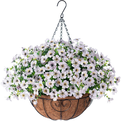 Last Day of Sale! 💐 Artificial Daisy Hanging Basket -🏡 Low Maintenance Outdoor Silk Flower Planter for Patio & Garden