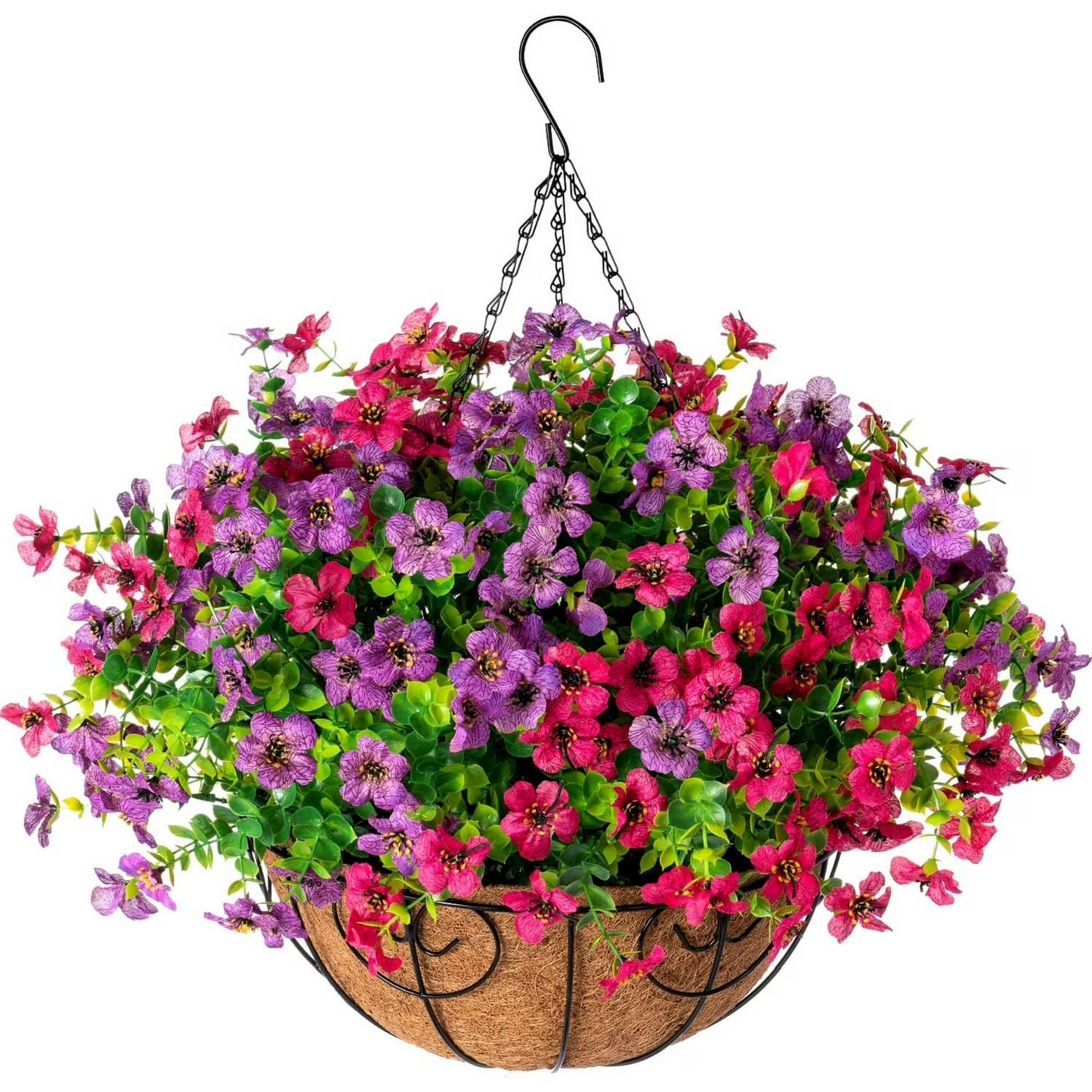 Last Day of Sale! 💐 Artificial Daisy Hanging Basket -🏡 Low Maintenance Outdoor Silk Flower Planter for Patio & Garden
