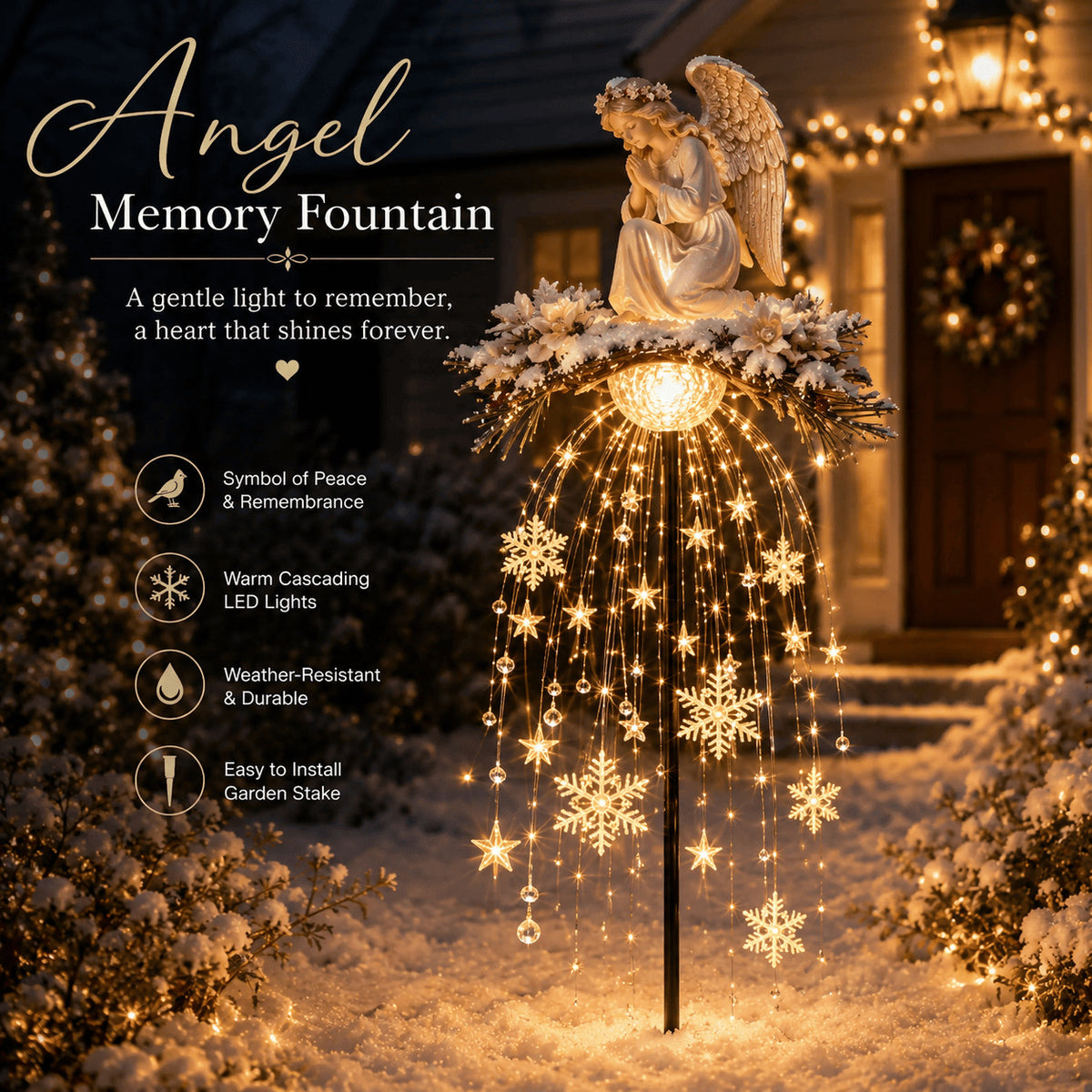 🎉🎉49% OFF This Week Promotions❤️ Cardinal Memory Fountain – Lighted Christmas Remembrance Garden Decor