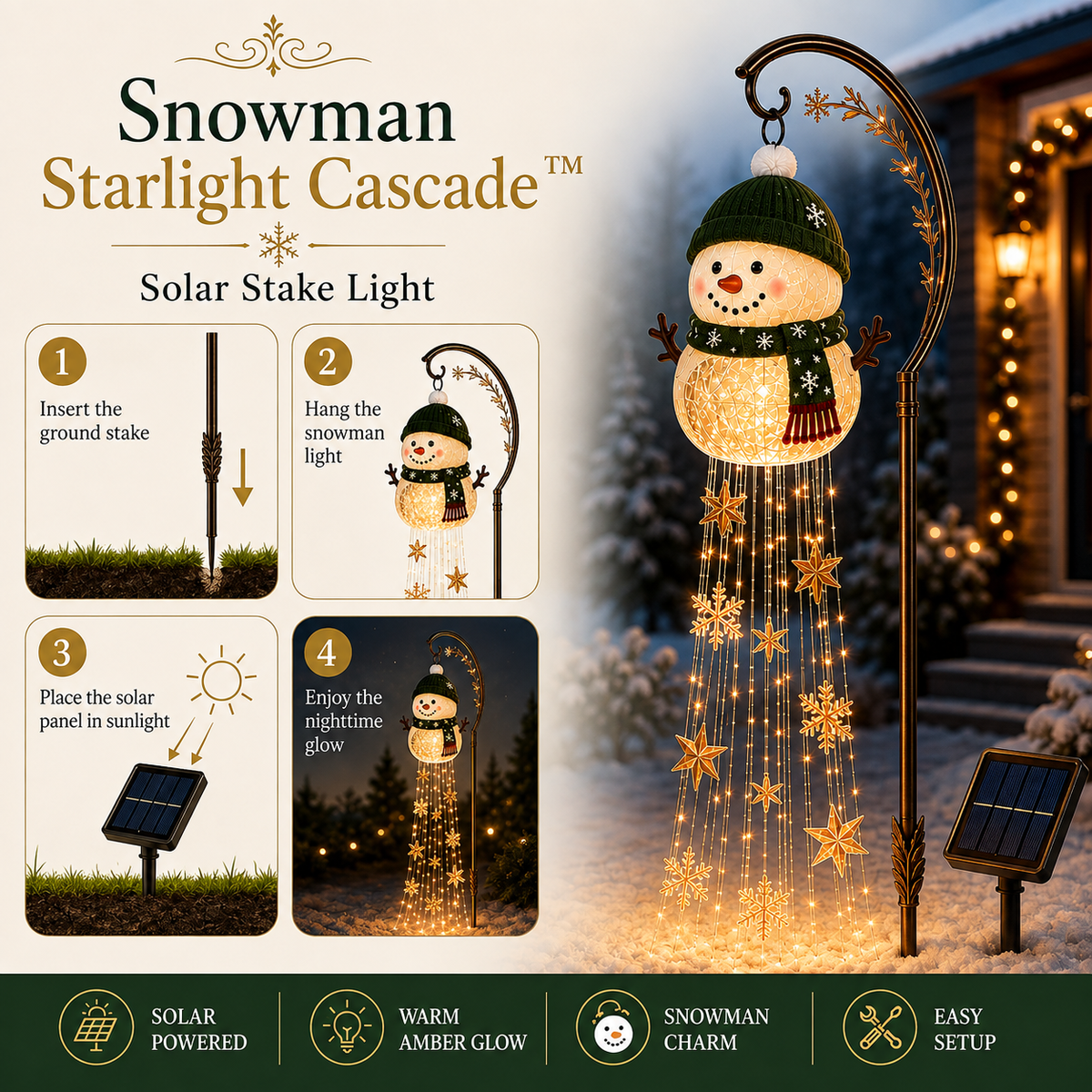 🎄50% OFF🔥 Snowman Magic -Flowing Snowflake LED Christmas Garden Light❄️