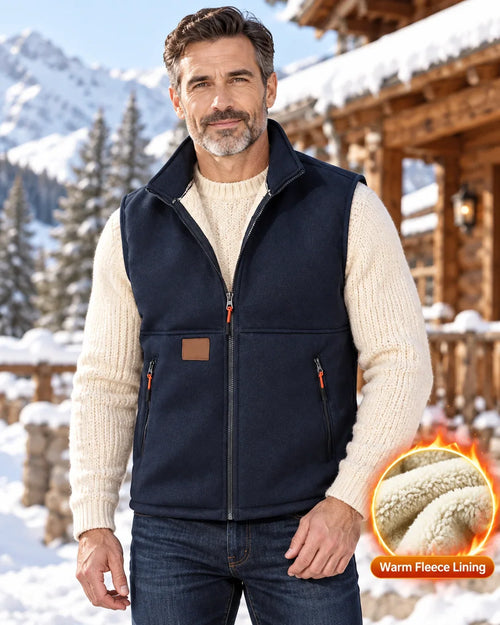 Men's Winter Fleece-Lined Zip-Up Vest
