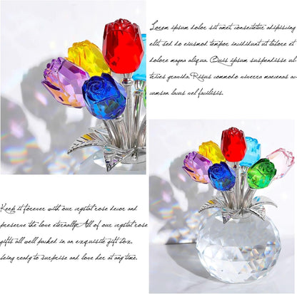 ❤️🌹Colorful Rose Flower Collectible Figurine with Vase