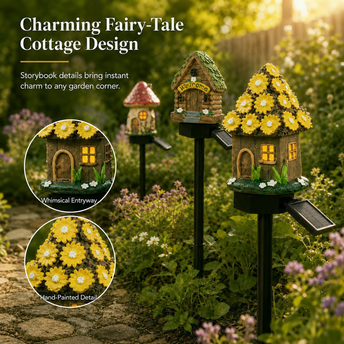 🌙✨✨Solar Mushroom Cottage Garden Light – Warm Fairy-Tale Glow for Flower Beds