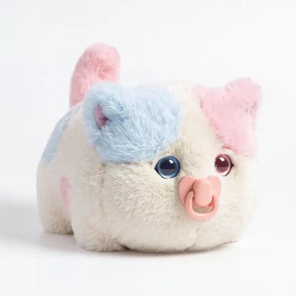 🐱 Interactive Plush Fluffy Kitten Toy with Voice Repeating & Magnetic Pacifier 💗