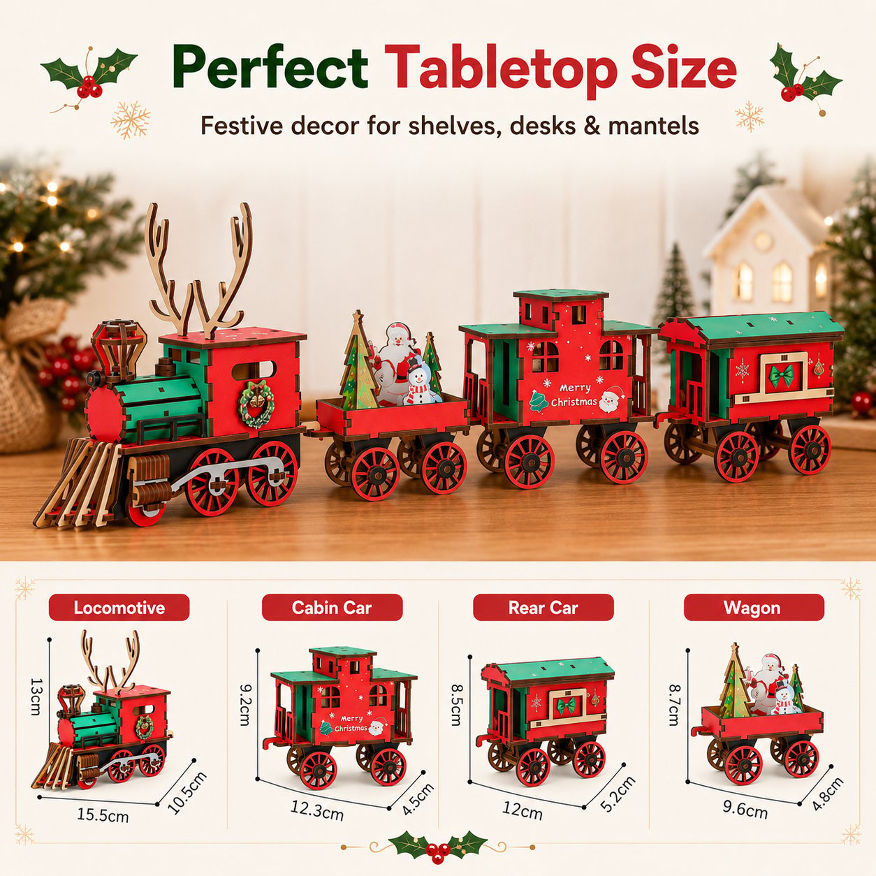 🎄LAST DAY 50% OFF – 🚂DIY Christmas Wooden Train Set – Festive 3D Assembly Puzzle & Holiday Decoration
