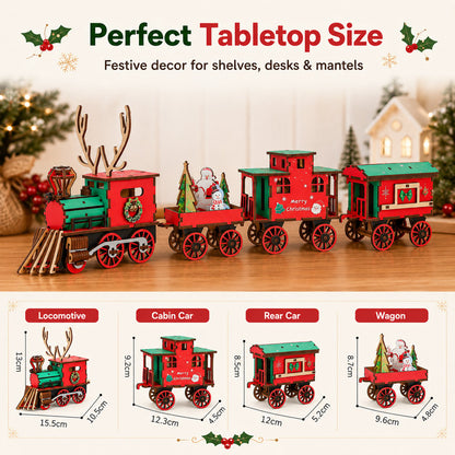 🎄LAST DAY 50% OFF – 🚂DIY Christmas Wooden Train Set – Festive 3D Assembly Puzzle & Holiday Decoration
