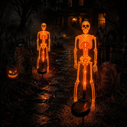 🔥HOT SALE💜💀 Solar Skeleton Yard Stake – Spooky Halloween Outdoor Light Decoration