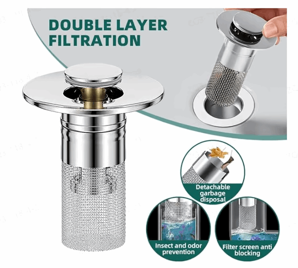 Offer ends TODAY!-🔥Pop Up Sink Drain Strainer----🛀Removes odors and prevents blockages