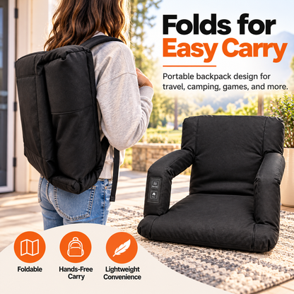 🔥 Heated Massage Floor Chair – Foldable Portable Lounge Seat with Padded Back & Armrests 🪑