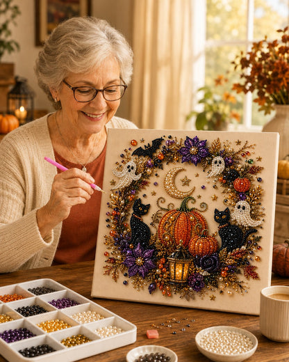 💥 Last Day 49% OFF – 👻✨ Halloween Pearl Art DIY Kits – Turn Tiny Pearls into Spooky-Cute Magic