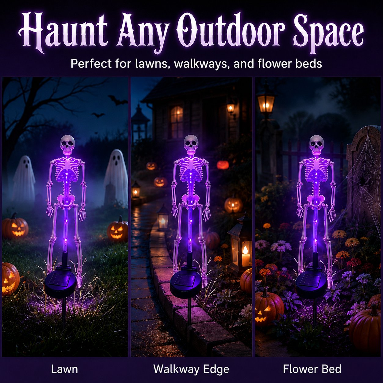 🔥HOT SALE💜💀 Solar Skeleton Yard Stake – Spooky Halloween Outdoor Light Decoration
