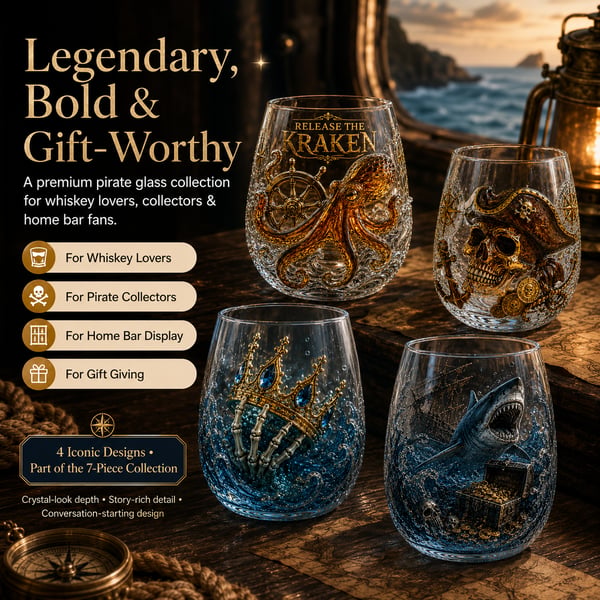 🌊 Legendary Ocean Treasure Crystal Set for Whiskey Lovers & Home Bar Collectors ⚓✨