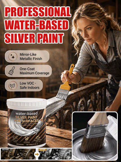 [Silver paint identical to that used by the shipyard] ✨ Water-Based Metallic Silver Paint | One-Coat Rust Eradicator & Mirror Finish | Low VOC & Safe Indoors 🛡️