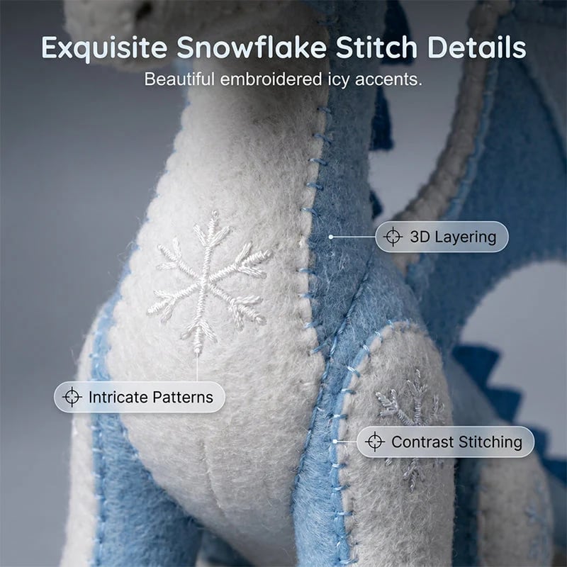 DIY Ice Dragon Felt Patchwork Kit Arctic Winter Guardian Sewing Set