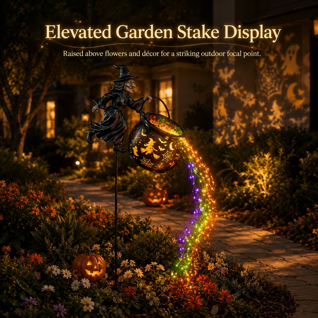 🎃 Halloween Witch Cauldron Solar Garden Light - 🧙Magical Outdoor Halloween Décor