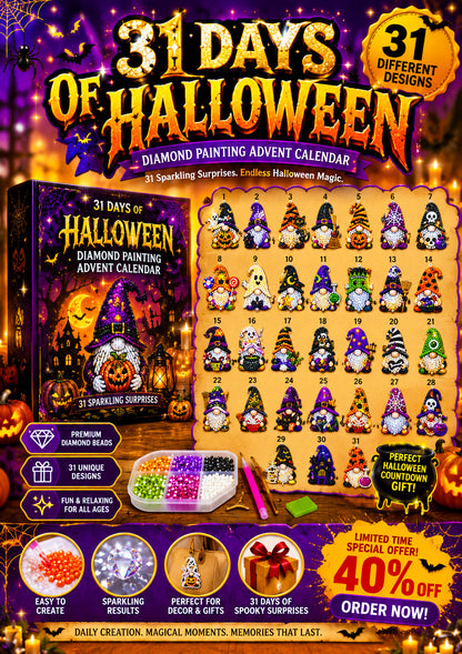 🔥HOT SALE 50% OFF - 🎃✨ 31 Days of Gnome Surprises Halloween Diamond Painting Advent Calendar