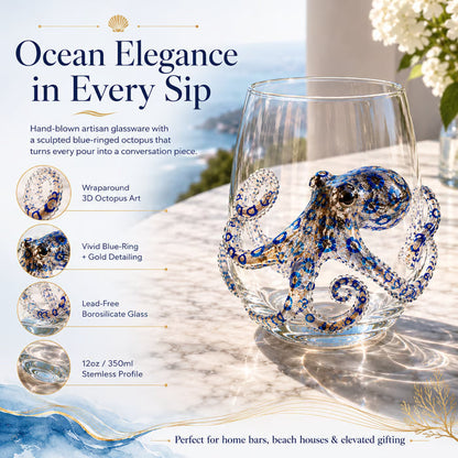 🌊 Artisanal 3D Ocean Life Glass – A Tiny Underwater World in Every Sip ✨