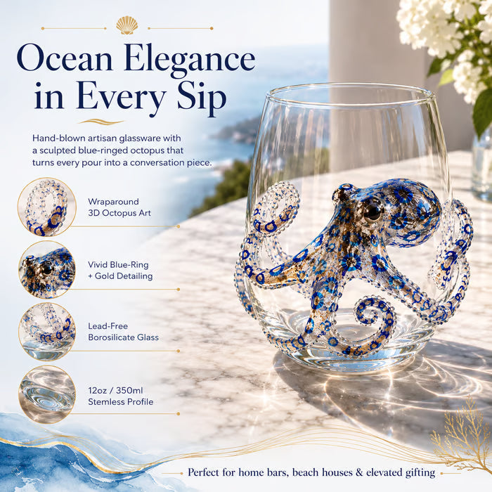 🌊 3D Ocean Animal Glass – Sculptural Marine Life Drinkware