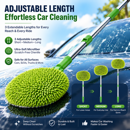 🎉⏳Time-Limited Special⏰Durable Aluminum Long Handle Telescopic Car Wash Mop – Soft Microfiber, Scratch-Free & Adjustable Length