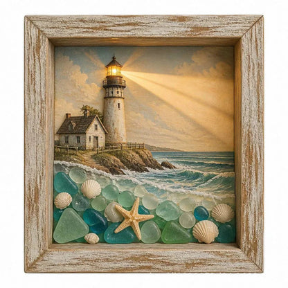 🌊✨ Coastal Lighthouse Sea Glass Night Light – Bring The Ocean Home