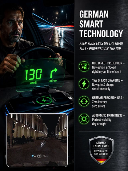🚗 AI Smart Car HUD Display | Solar Powered | Zero Wiring Setup | Night Vision Radar 🛡️