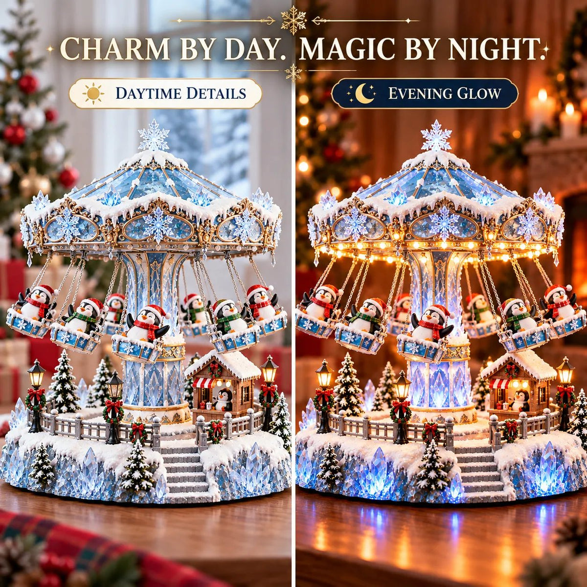 🎄 Christmas offer: 49% off! 🐧 Penguin Winter Swing Carnival – Rotating Christmas decoration with lights ❄️✨