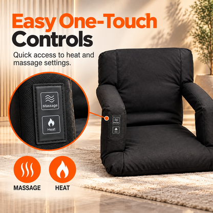 🔥 Heated Massage Floor Chair – Foldable Portable Lounge Seat with Padded Back & Armrests 🪑