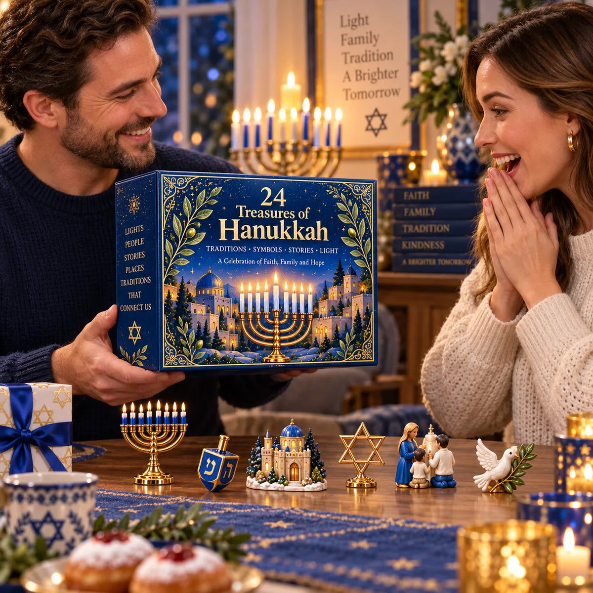 🔥Buy 2 Get 20% OFF🔥24 Treasures of Hanukkah – Traditions, Symbols & Light Countdown Calendar