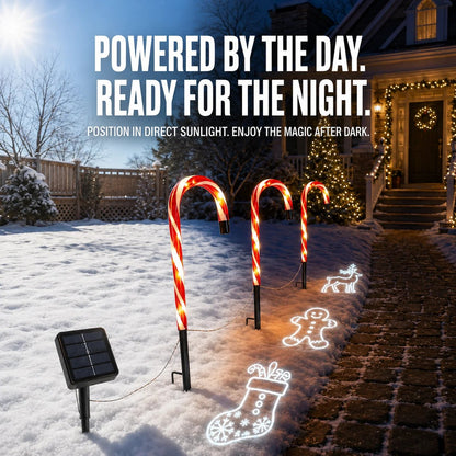 ✨🎄Solar Candy Cane Projector Pathway Lights – Light the Way to Christmas