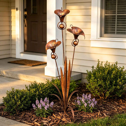 🏡Three Calla Lilies Garden Stake with Bells