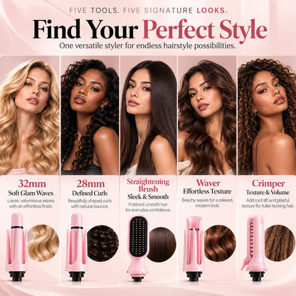 🎀 5-in-1 Hair Styler for Curls, Waves & More