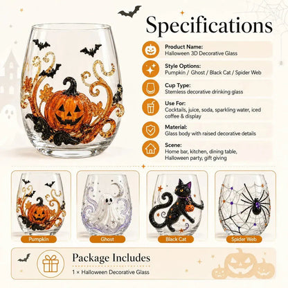 🔥 LAST DAY-60% OFF | 🎃 8-Piece 3D Sculpted Halloween Glass Set - Perfect for parties and cozy autumn bars
