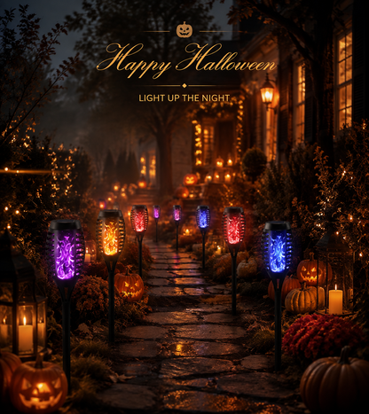 🎃 Halloween Solar Flickering Flame Torch Lights