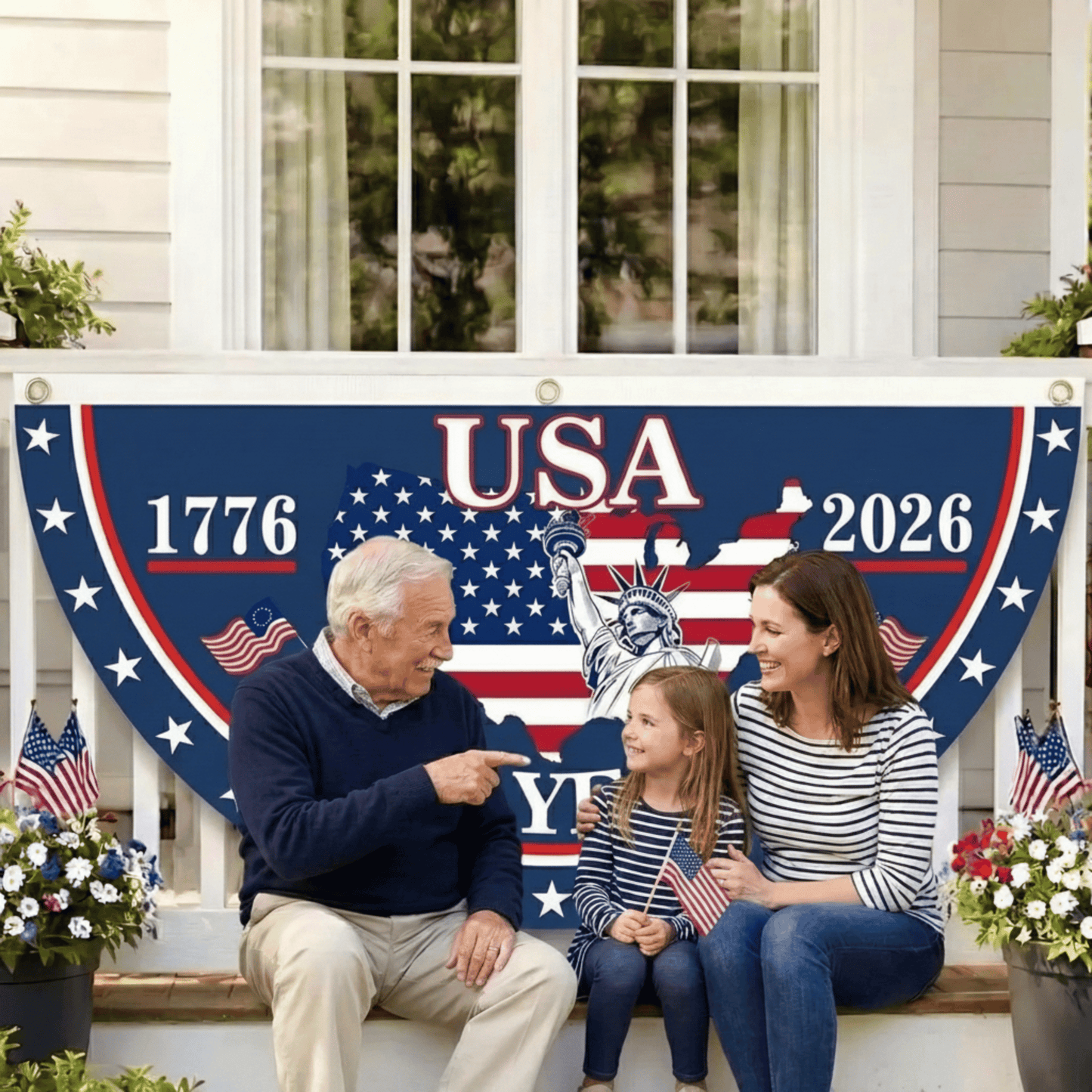🎉 Celebrate USA’s 250th – Patriotic Half Round Banner 🦅