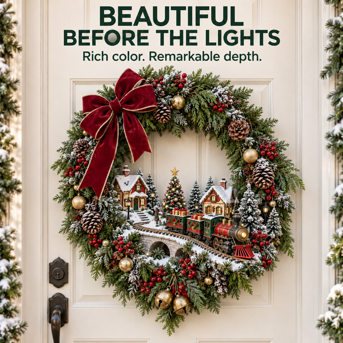 🎄🚂 Light-up Christmas Train Wreath – A Magical Welcome Home ✨
