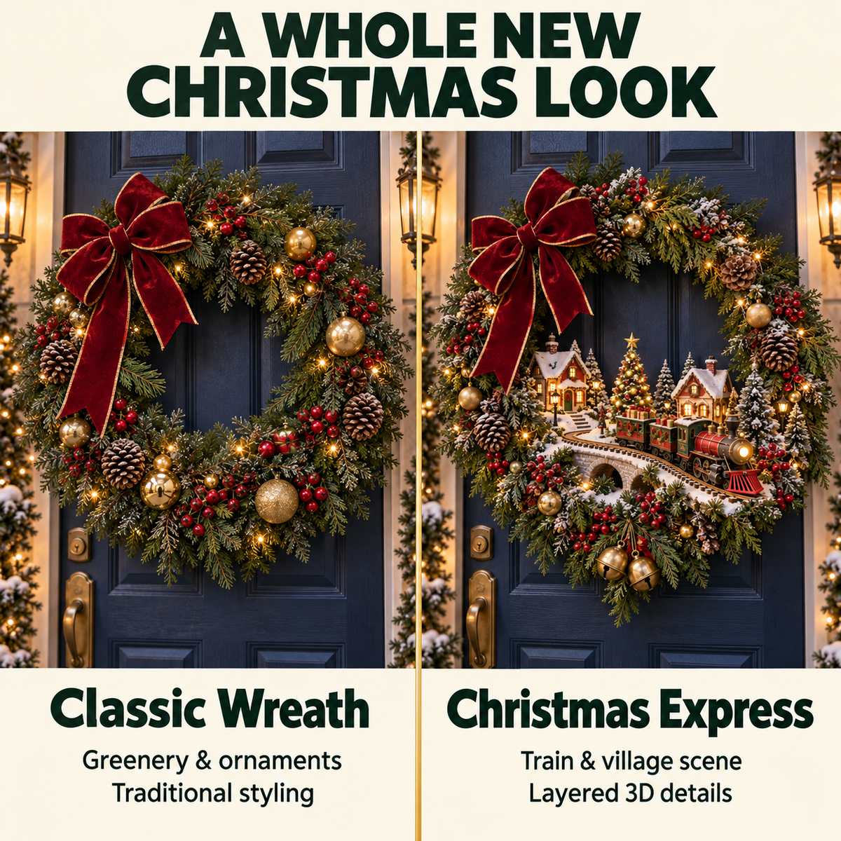 🎄🚂 Light-up Christmas Train Wreath – A Magical Welcome Home ✨