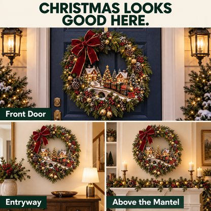 🎄🚂 Light-up Christmas Train Wreath – A Magical Welcome Home ✨