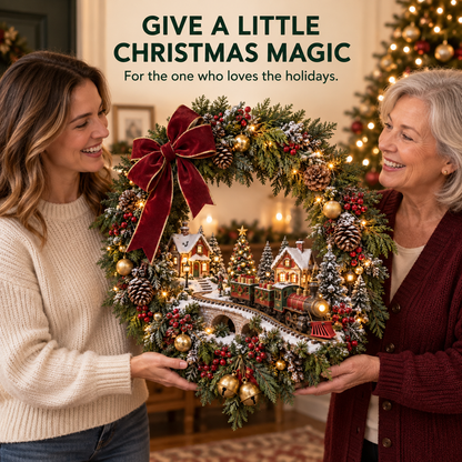 🎄🚂 Light-up Christmas Train Wreath – A Magical Welcome Home ✨