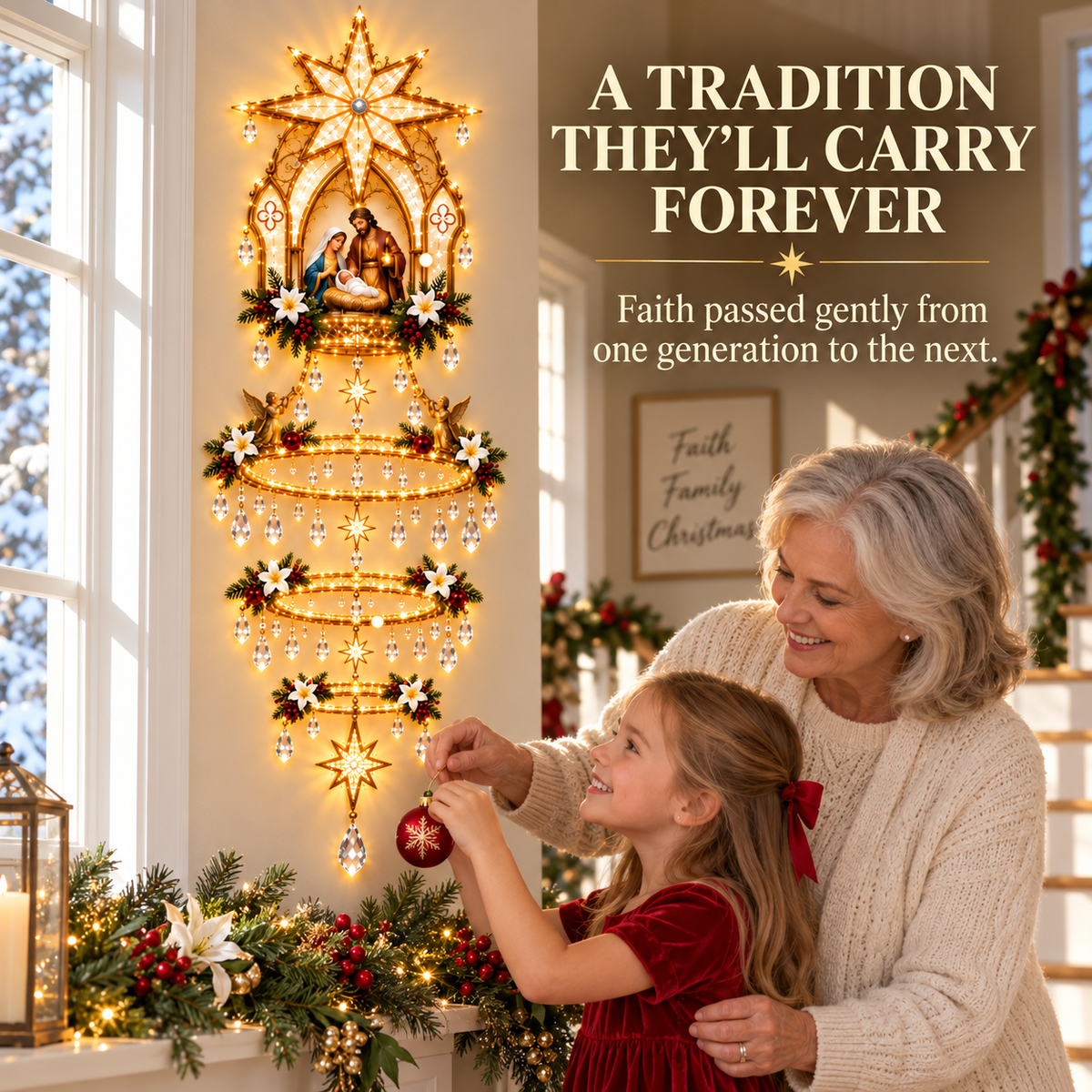 ✨ Light of His Love – Nativity Halo Wall Light 🕊️