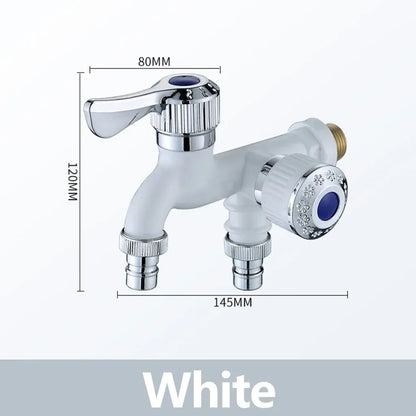 Dual Outlet Washing Machine Plastic Faucet, 1 In 2 Out Water Plastic Tap