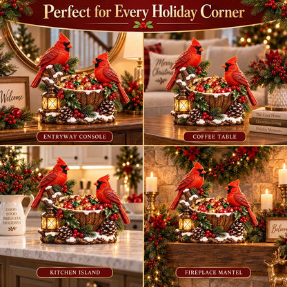 🔥Hot Sale 49% OFF❤️ Cardinal Christmas Treat Bowl™ – Lighted Holiday Candy Bowl & Tabletop Decor